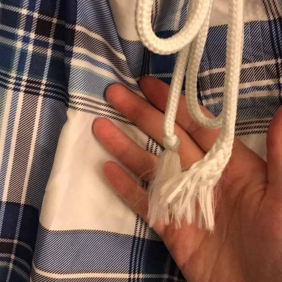 Royal Blue and White Plaid Swim Trunks - Picture 3 of 4